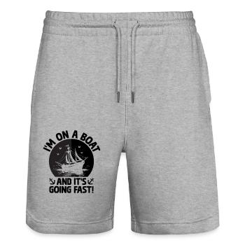 I'm On A Boat And It's Going Fast Paddle Boat - Stanley/Stella Trainer Unisex Organic Jogging Shorts - heather grey - Front - Nik (191cm) & Marisol (170cm)