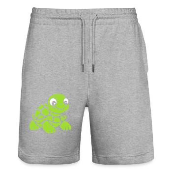 tortoise - Stanley/Stella Trainer Unisex Organic Jogging Shorts - heather grey - Front - Nik (191cm) & Marisol (170cm)