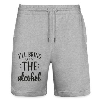 I'll Bring the Alcohol Party Spruch Zitat - Stanley/Stella Unisex Bio Joggingshorts Trainer  - Grau meliert - Vorne - Nik (191cm) & Marisol (170cm)