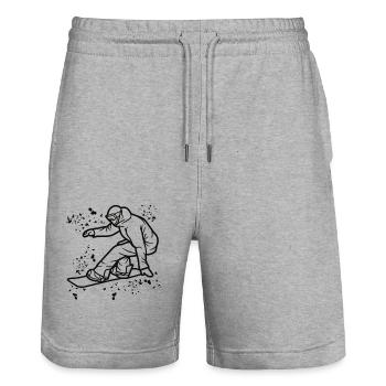 Snowboarder Snowboarding Snowboard - Stanley/Stella Trainer Unisex Organic Jogging Shorts - heather grey - Front - Nik (191cm) & Marisol (170cm)