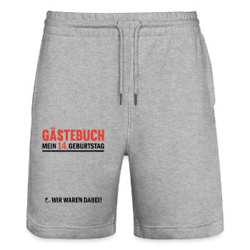 Guestbook 14 Birthday We were there - Stanley/Stella Trainer Unisex Organic Jogging Shorts - heather grey - Front - Nik (191cm) & Marisol (170cm)
