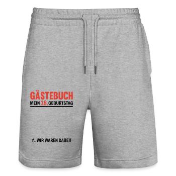 Guestbook 18 Birthday We were there - Stanley/Stella Trainer Unisex Organic Jogging Shorts - heather grey - Front - Nik (191cm) & Marisol (170cm)