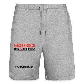 Guestbook 17 Birthday We were there - Stanley/Stella Trainer Unisex Organic Jogging Shorts - heather grey - Front - Nik (191cm) & Marisol (170cm)