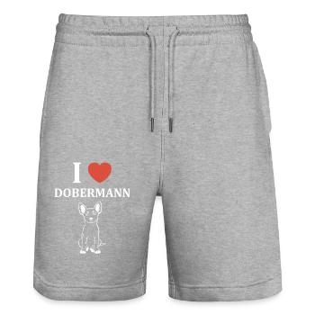Dobermann - Stanley/Stella Unisex Bio Joggingshorts Trainer  - Grau meliert - Vorne - Nik (191cm) & Marisol (170cm)