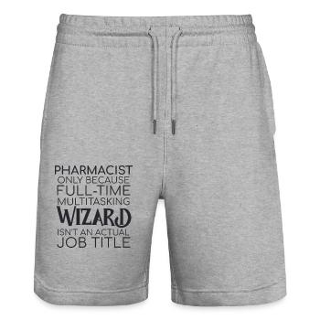 Pharmacist Wizard Pharmacy - Stanley/Stella Trainer Unisex Organic Jogging Shorts - heather grey - Front - Nik (191cm) & Marisol (170cm)