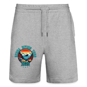 Scuba Diving Tour 2025 - Stanley/Stella Unisex Bio Joggingshorts Trainer  - Grau meliert - Vorne - Nik (191cm) & Marisol (170cm)