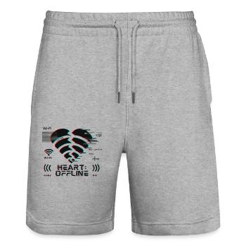 Heart: Offline – Glitch Korrupt Herz Verbindung - Stanley/Stella Unisex Bio Joggingshorts Trainer  - Grau meliert - Vorne - Nik (191cm) & Marisol (170cm)