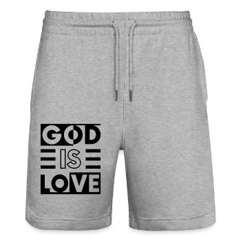 Gott ist Liebe - Stanley/Stella Unisex Bio Joggingshorts Trainer  - Grau meliert - Vorne - Nik (191cm) & Marisol (170cm)