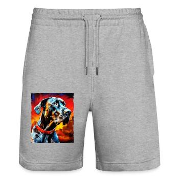Great Dane Dog Portrait - Stanley/Stella Trainer Unisex Organic Jogging Shorts - heather grey - Front - Nik (191cm) & Marisol (170cm)