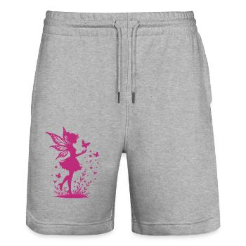 Magical fairy with flowers and butterflies - Stanley/Stella Trainer Unisex Organic Jogging Shorts - heather grey - Front - Nik (191cm) & Marisol (170cm)
