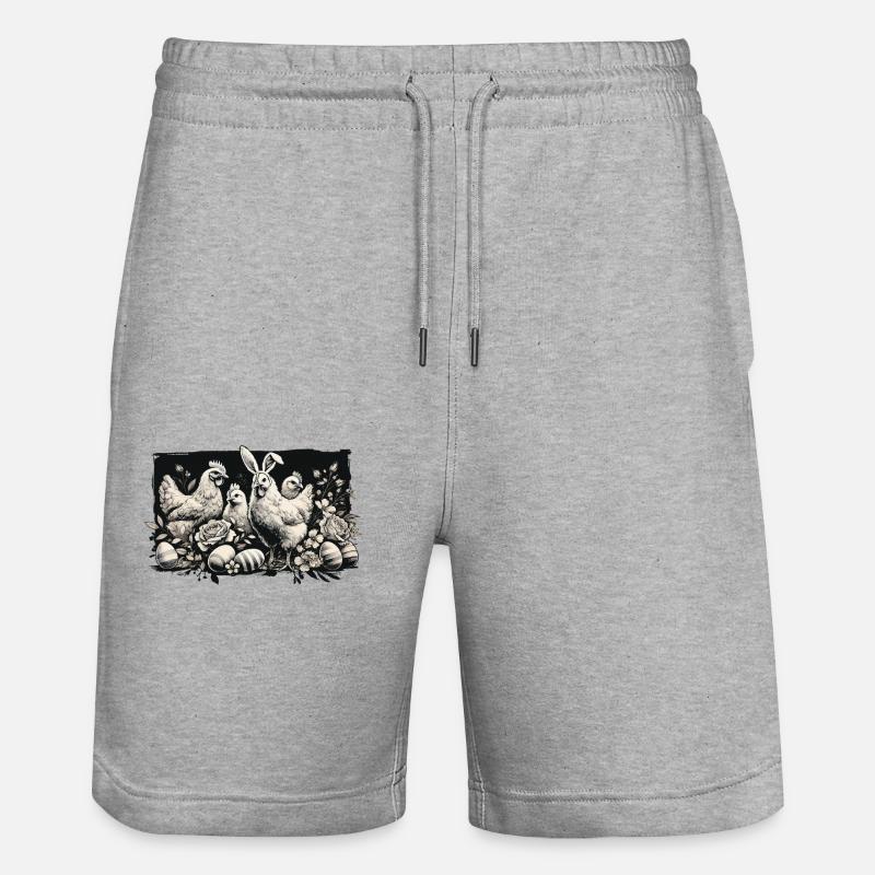 Pâques, poulets, poussins, esthétique rétro - Short de jogging bio TRAINER Stanley/Stella unisexe - gris chiné