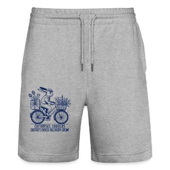 Easter Couriers Bunny Retro Delivery Crew - Stanley/Stella Trainer Unisex Organic Jogging Shorts - heather grey - Front - Nik (191cm) & Marisol (170cm)