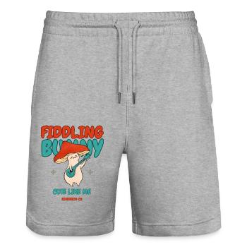 fiddling bunny cute like me - Stanley/Stella Unisex Bio Joggingshorts Trainer  - Grau meliert - Vorne - Nik (191cm) & Marisol (170cm)