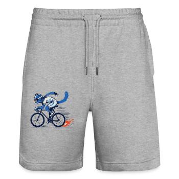 Chat de vélo pour les cyclistes sur route élégants - Short de jogging bio TRAINER Stanley/Stella unisexe - gris chiné - Devant - Nik (191cm) & Marisol (170cm)