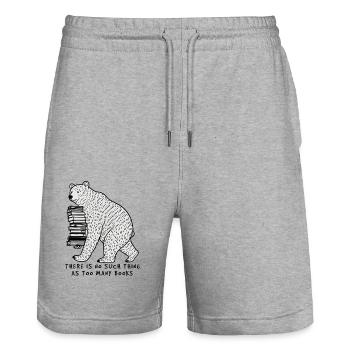Retro design motif with funny book lover - Stanley/Stella Trainer Unisex Organic Jogging Shorts - heather grey - Front - Nik (191cm) & Marisol (170cm)