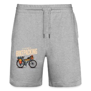 I ́d rather go Bikepacking - Stanley/Stella Trainer Unisex Organic Jogging Shorts - heather grey - Front - Nik (191cm) & Marisol (170cm)
