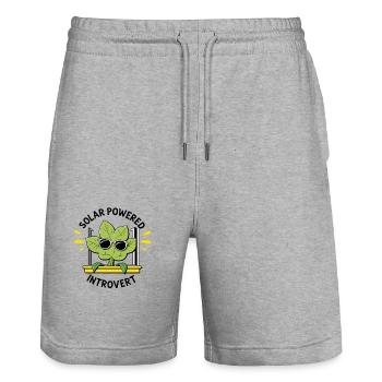 Solar Powered Introvert – Plant Joke - Stanley/Stella Trainer Unisex Organic Jogging Shorts - heather grey - Front - Nik (191cm) & Marisol (170cm)