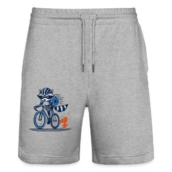 Raton laveur sur vélo de course pour les cyclistes sportifs - Short de jogging bio TRAINER Stanley/Stella unisexe - gris chiné - Devant - Nik (191cm) & Marisol (170cm)