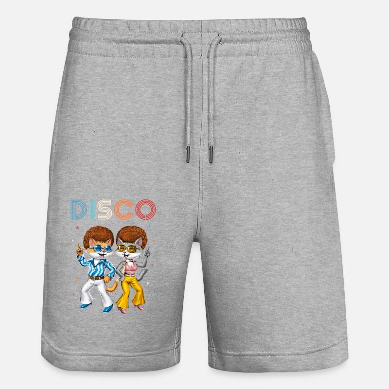 Disco Cats - Stanley/Stella Trainer Unisex Organic Jogging Shorts - heather grey