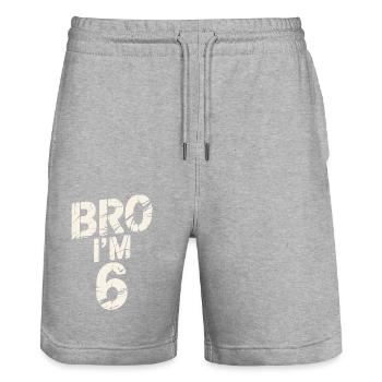 Bro, ich bin 6 – Coole Geburtstags-Design - Stanley/Stella Unisex Bio Joggingshorts Trainer  - Grau meliert - Vorne - Nik (191cm) & Marisol (170cm)