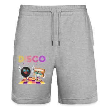 Soirée dansante disco rétro - Short de jogging bio TRAINER Stanley/Stella unisexe - gris chiné - Devant - Nik (191cm) & Marisol (170cm)