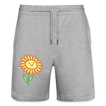 Sun Flower - Stanley/Stella Trainer Unisex Organic Jogging Shorts - heather grey - Front - Nik (191cm) & Marisol (170cm)