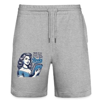 Retro book girl design for frequent readers with aesthetics - Stanley/Stella Trainer Unisex Organic Jogging Shorts - heather grey - Front - Nik (191cm) & Marisol (170cm)