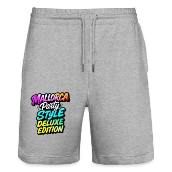 Mallorca Party Style - Stanley/Stella Trainer Unisex Organic Jogging Shorts - heather grey - Front - Nik (191cm) & Marisol (170cm)