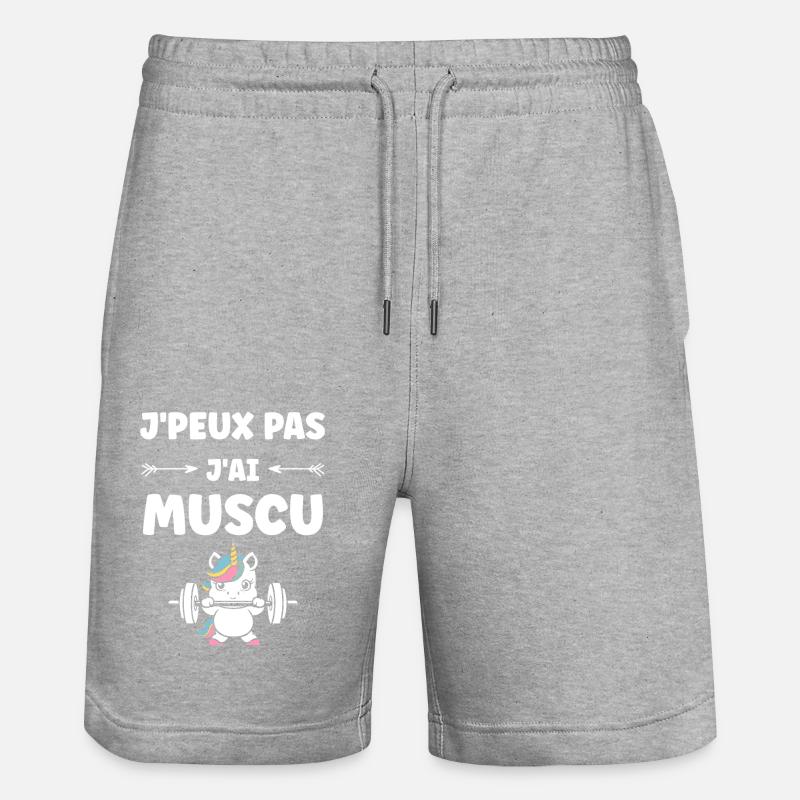 Humour musculation - Short de jogging bio TRAINER Stanley/Stella unisexe - gris chiné