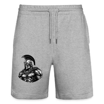 Gladiateur spartiate - Short de jogging bio TRAINER Stanley/Stella unisexe - gris chiné - Devant - Nik (191cm) & Marisol (170cm)