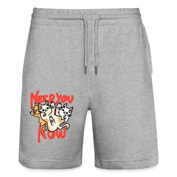 J’ai besoin de toi maintenant chats style kawaii - Short de jogging bio TRAINER Stanley/Stella unisexe - gris chiné - Devant - Nik (191cm) & Marisol (170cm)