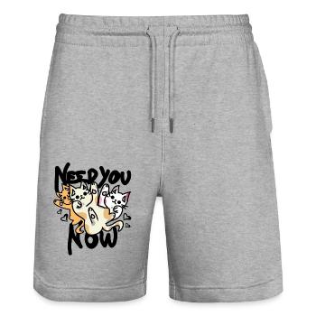 Katzen spruch mit herzen - Stanley/Stella Unisex Bio Joggingshorts Trainer  - Grau meliert - Vorne - Nik (191cm) & Marisol (170cm)