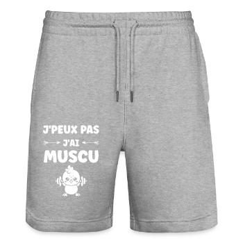Animaux Humour musculation - Short de jogging bio TRAINER Stanley/Stella unisexe - gris chiné - Devant - Nik (191cm) & Marisol (170cm)
