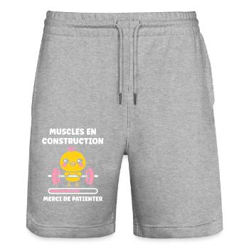 Animaux Humour musculation - Short de jogging bio TRAINER Stanley/Stella unisexe - gris chiné - Devant - Nik (191cm) & Marisol (170cm)