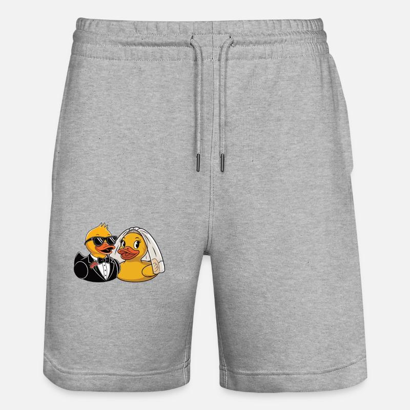 Canards en caoutchouc Jeunes mariés - Short de jogging bio TRAINER Stanley/Stella unisexe - gris chiné