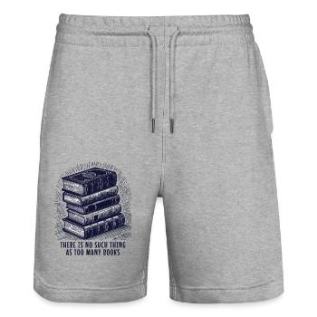 Book club motif in retro book - Stanley/Stella Trainer Unisex Organic Jogging Shorts - heather grey - Front - Nik (191cm) & Marisol (170cm)