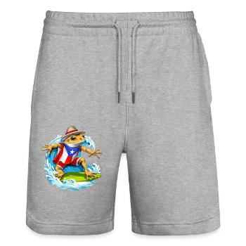 Puerto Rico Coqui Frog Surfing - Stanley/Stella Trainer Unisex Organic Jogging Shorts - heather grey - Front - Nik (191cm) & Marisol (170cm)