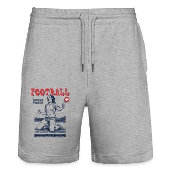 Schweizer Fußballerin Shirt: Spiel mit Vision - Stanley/Stella Unisex Bio Joggingshorts Trainer  - Grau meliert - Vorne - Nik (191cm) & Marisol (170cm)
