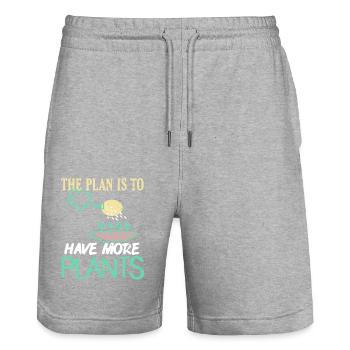The Plan Is to Have More Plants Quote - Stanley/Stella Unisex Bio Joggingshorts Trainer  - Grau meliert - Vorne - Nik (191cm) & Marisol (170cm)
