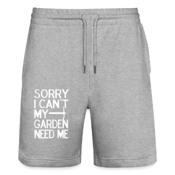 Sorry I Can't My Garden Need Me Humor - Stanley/Stella Unisex Bio Joggingshorts Trainer  - Grau meliert - Vorne - Nik (191cm) & Marisol (170cm)