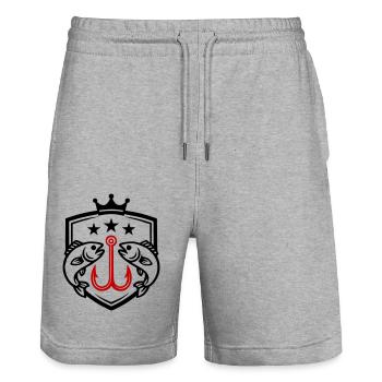 Angelhaken Fische Symbol - Stanley/Stella Unisex Bio Joggingshorts Trainer  - Grau meliert - Vorne - Nik (191cm) & Marisol (170cm)
