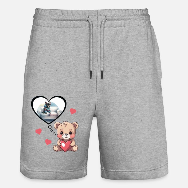 Français Bullgogge Teddy Bear Enfants - Short de jogging bio TRAINER Stanley/Stella unisexe - gris chiné