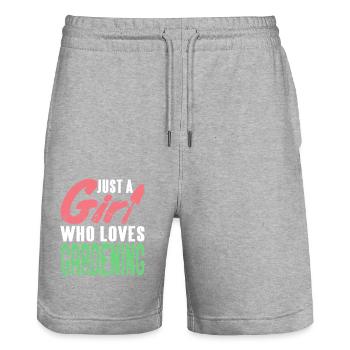 Proud Plant Lady Who Loves Gardening - Stanley/Stella Trainer Unisex Organic Jogging Shorts - heather grey - Front - Nik (191cm) & Marisol (170cm)