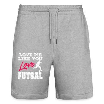 Love Me Like You Love Futsal Romantic Player Quote - Stanley/Stella Trainer Unisex Organic Jogging Shorts - heather grey - Front - Nik (191cm) & Marisol (170cm)