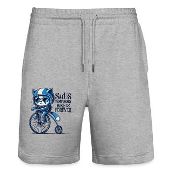 Cats Bicycle Design with Saying for Cyclists - Stanley/Stella Trainer Unisex Organic Jogging Shorts - heather grey - Front - Nik (191cm) & Marisol (170cm)
