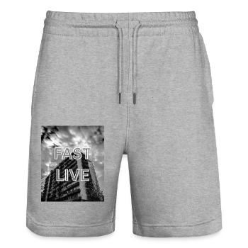 Good Feelings in einem Fast Life Design - Stanley/Stella Unisex Bio Joggingshorts Trainer  - Grau meliert - Vorne - Nik (191cm) & Marisol (170cm)