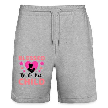 Mom Saying Mother's Day Mom Dear Mom - Stanley/Stella Trainer Unisex Organic Jogging Shorts - heather grey - Front - Nik (191cm) & Marisol (170cm)
