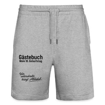 Guestbook 18th Birthday - Stanley/Stella Trainer Unisex Organic Jogging Shorts - heather grey - Front - Nik (191cm) & Marisol (170cm)