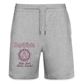 Kapitänin Mein Boot Meine Regeln - Stanley/Stella Unisex Bio Joggingshorts Trainer  - Grau meliert - Vorne - Nik (191cm) & Marisol (170cm)