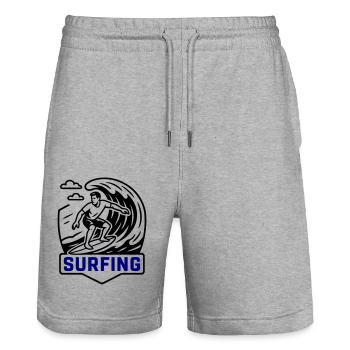 Surfeur symbole surfeur - Short de jogging bio TRAINER Stanley/Stella unisexe - gris chiné - Devant - Nik (191cm) & Marisol (170cm)